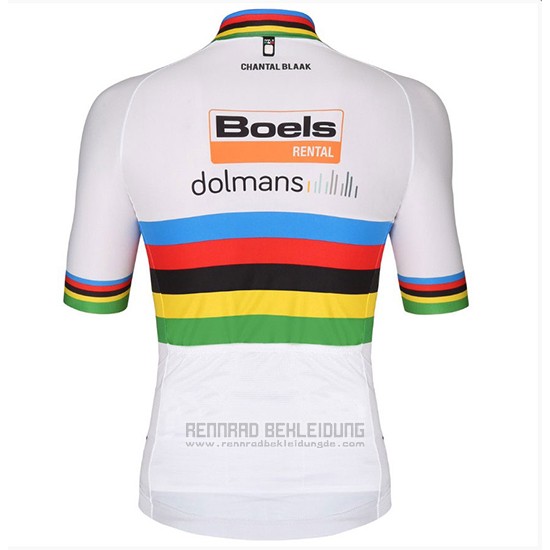 2018 Fahrradbekleidung UCI Weltmeister Leader Boels Dolmans Wei Trikot Kurzarm und Tragerhose
